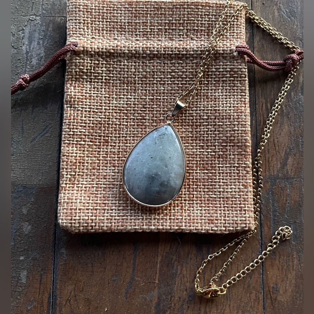 BrandNew Labradorite Pendant with Gold plated Chain Gold Labradorite Necklace